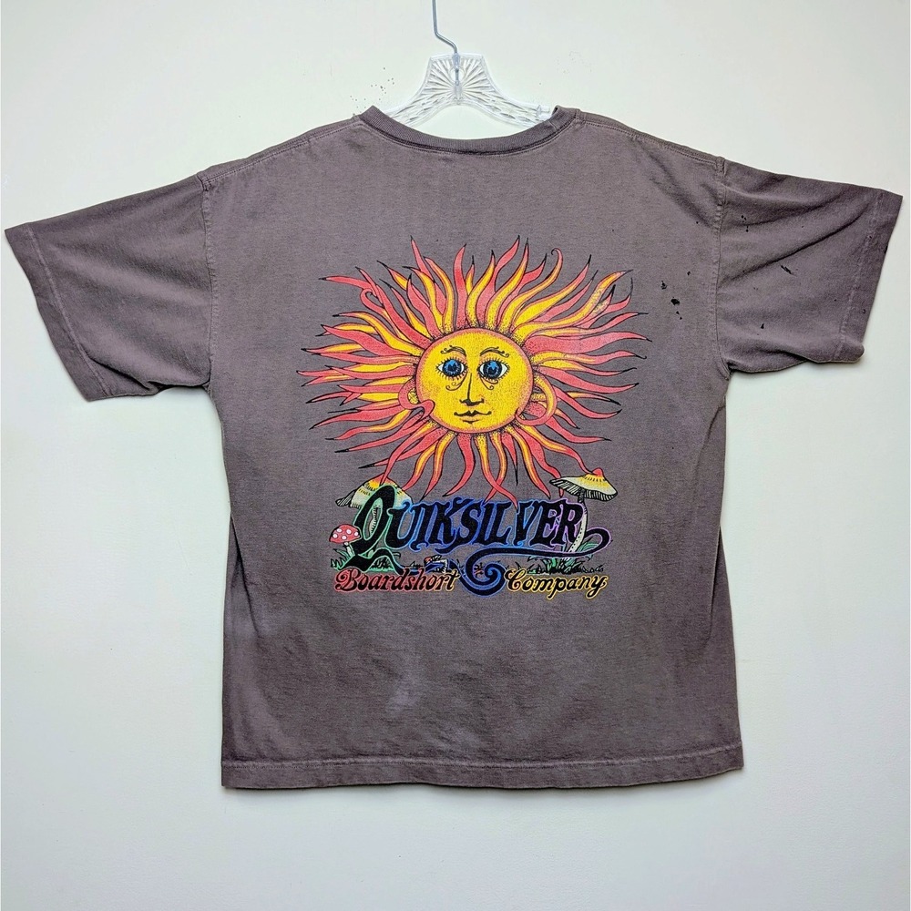 Vintage Quiksilver Raver Mushroom Alien Sun Surf Skate Shirt Large - Thrashed